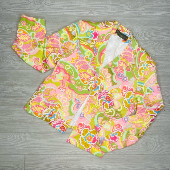 Harve Benard Womens Lined Blazer Multicolor Cotton Blend Jacket Sz 12 shirt top - Picture 6 of 7